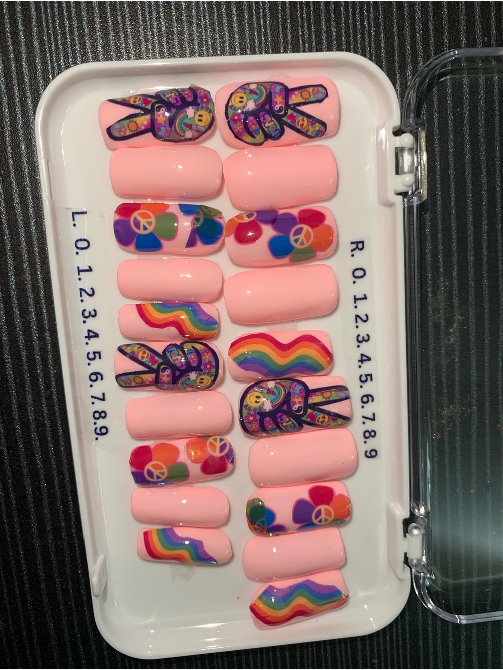 Pink Rainbow Peace Sign Press-On Nails